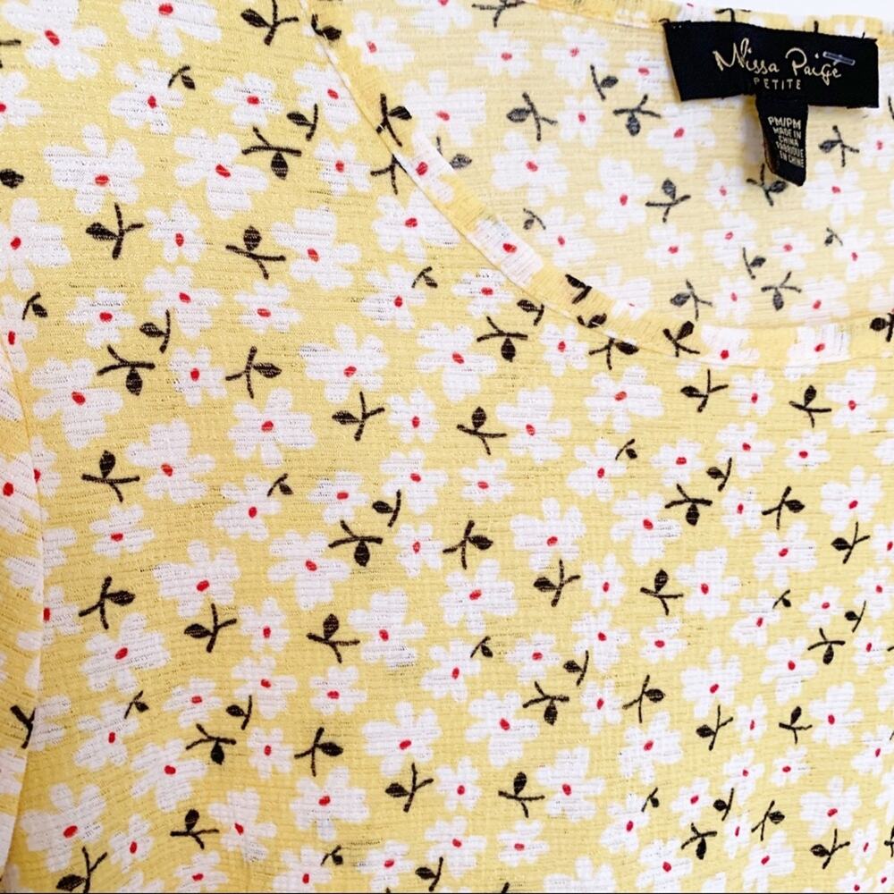 Melissa Page Yellow Daisy Print Boho Top Petite Medium - Picture 2 of 5